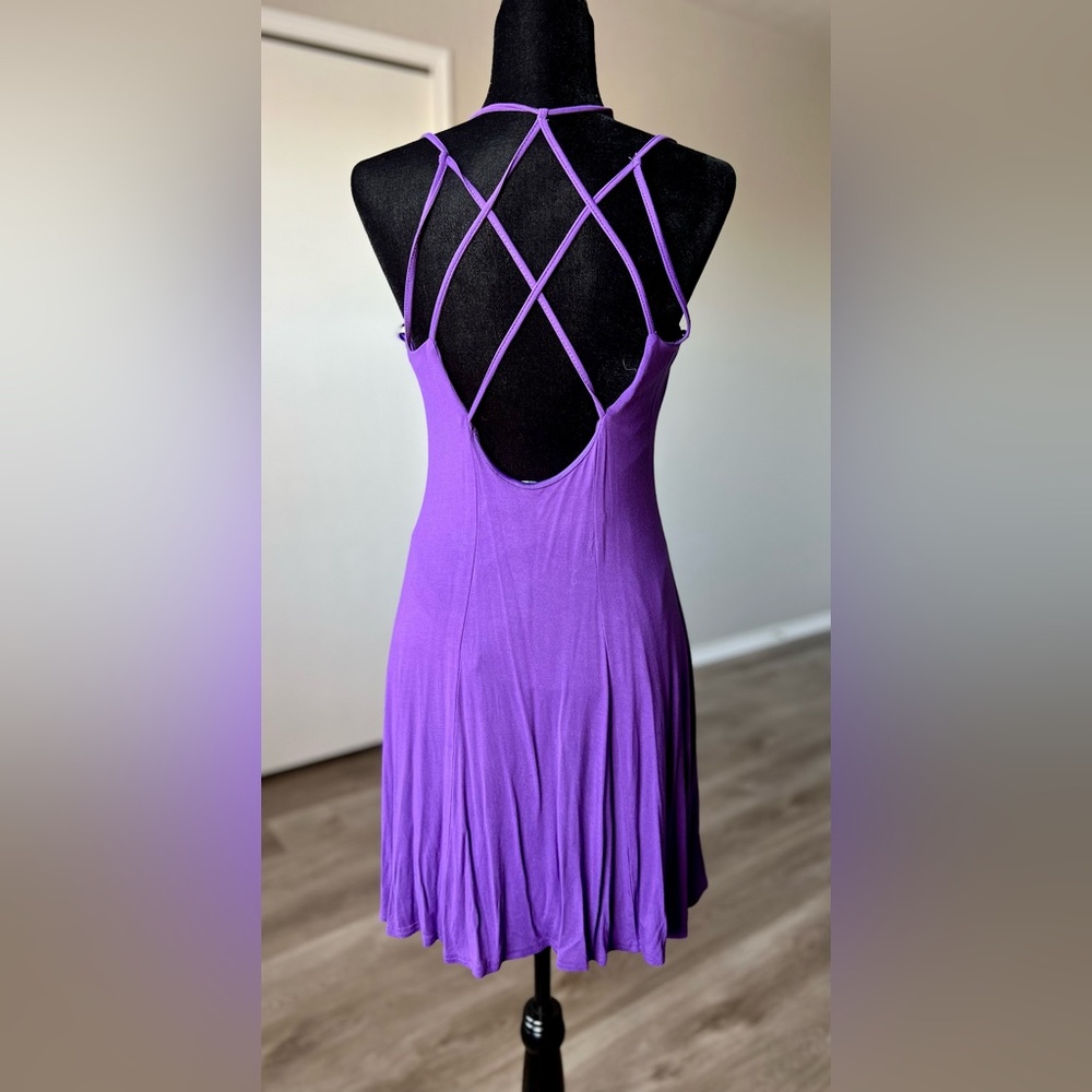 She + Sky Vibrant Purple Backless Dress